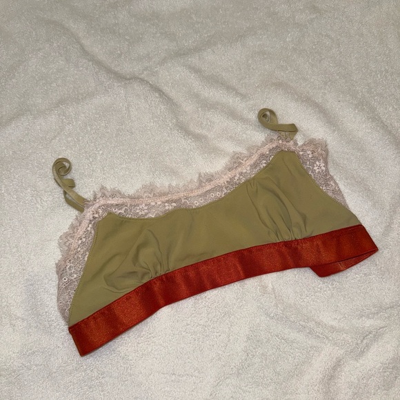 Free People In Time Scoop Bralette Green Orange Lace Medium - Picture 3 of 4